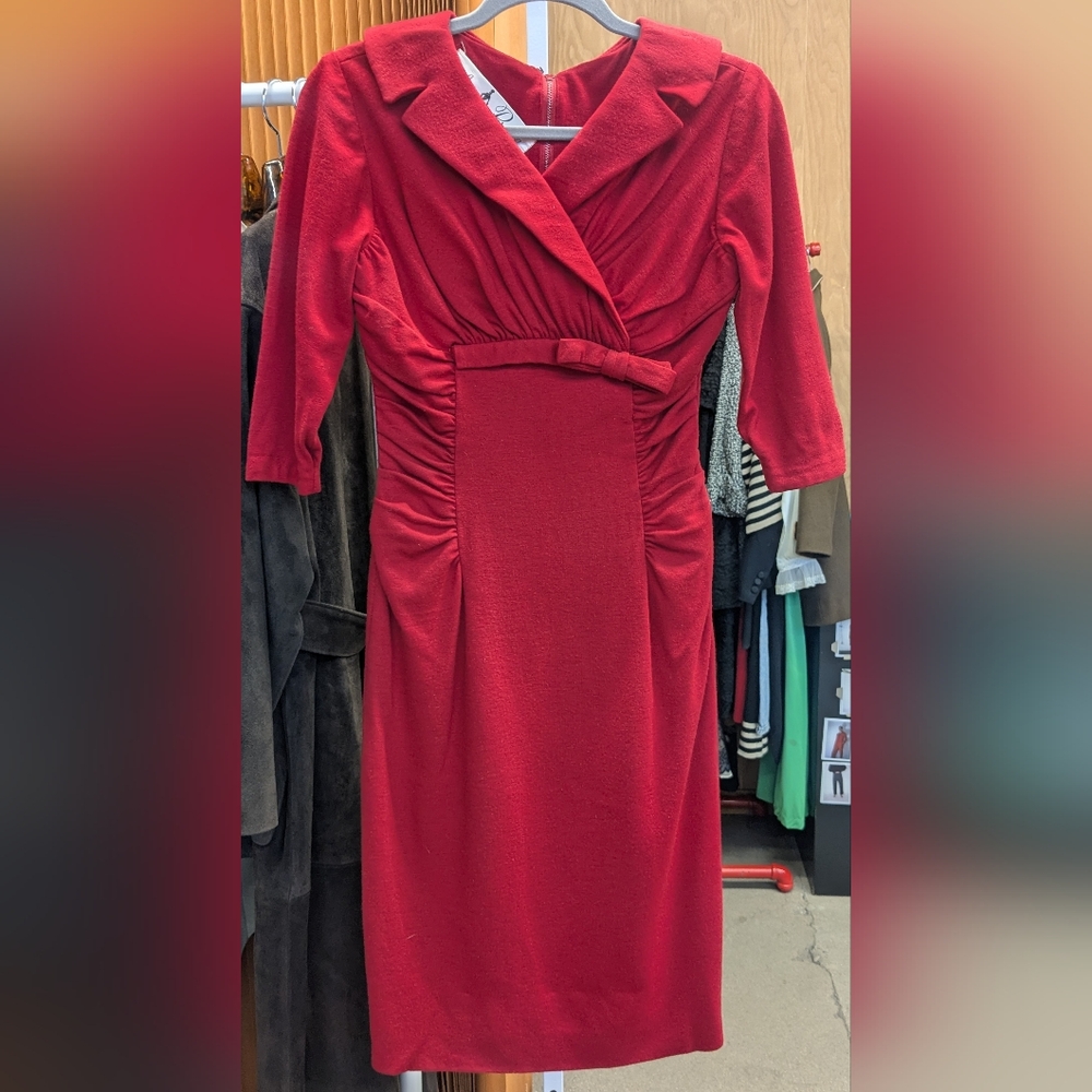 1950s Red Date Night Wool Dress